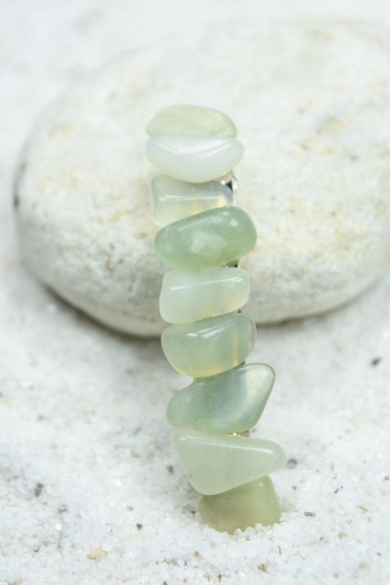 Green Jade Stone French Barrette Hair Clip 60 mm image 1