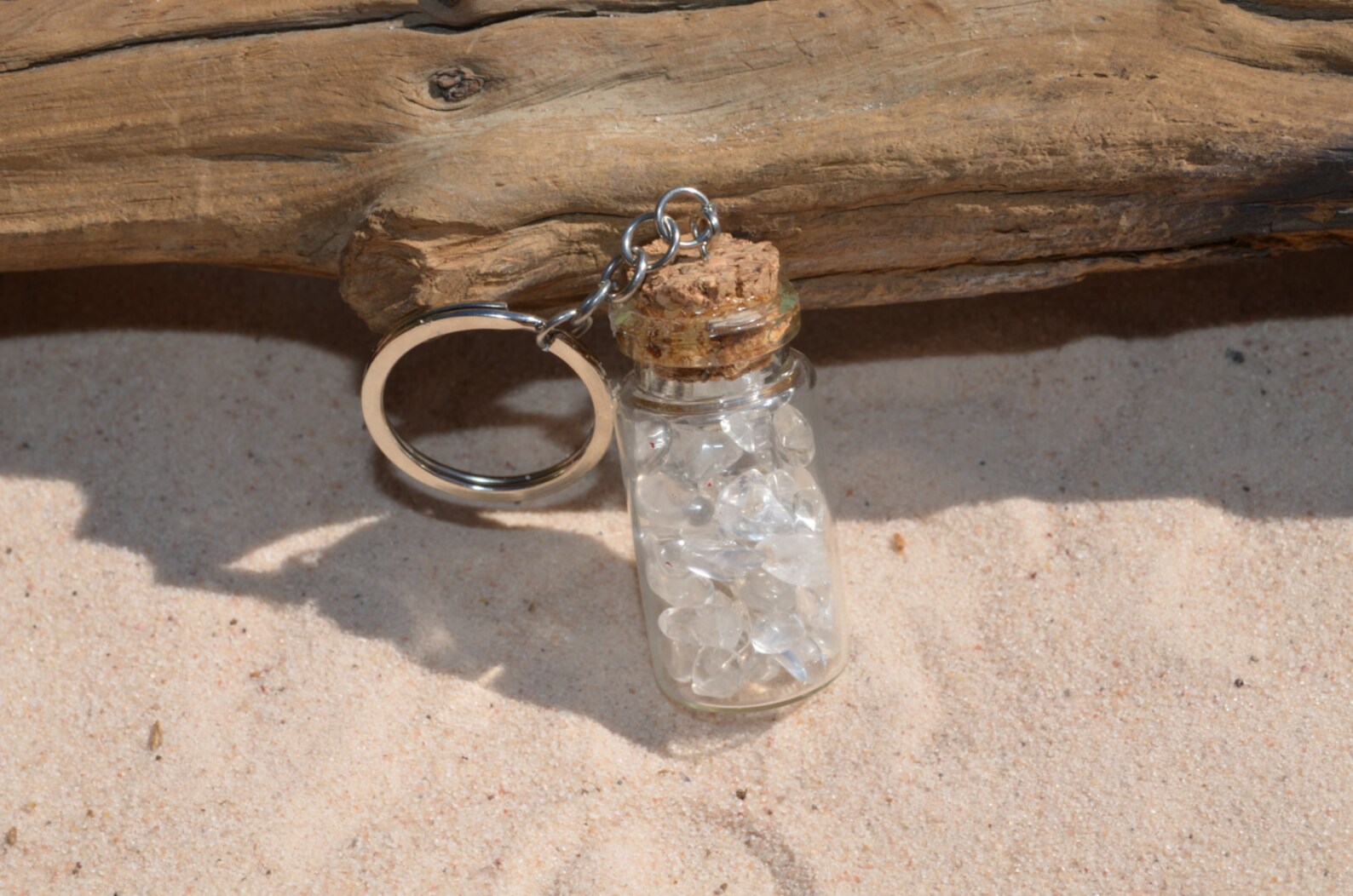 Clear Crystal Quartz Stones in a Vial Keychain Etsy