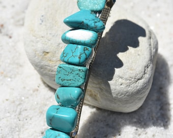 Turquoise Stone French Barrette Hair Clip 4" or 100 mm Length
