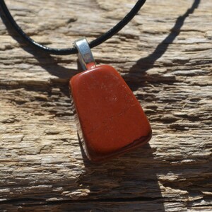Red Jasper Stone Necklace on a Leather Cord image 3