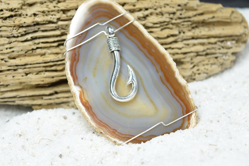 or Natural Pink Aqua Custom Handmade Agate Slice Ornament with Silver Fish Hook Charm Choose Your Agate Slice Color: Purple Blue