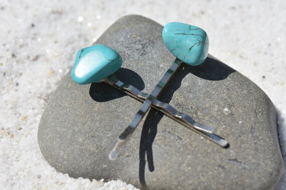 Turquoise Stone Hair Pins (qty of 2) - Etsy display picture 3