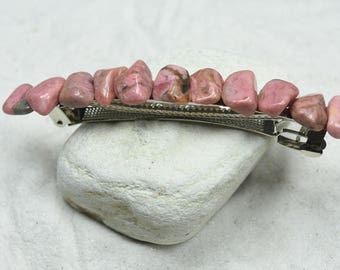 Rhodonite Stone French Barrette Hair Clip 4" or 100 mm Length