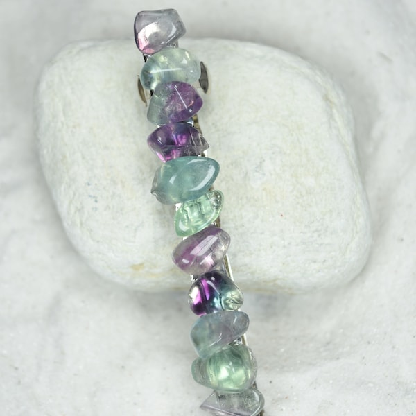 Fluorite Stone French Barrette Hair Clip 4" or 100 mm Length