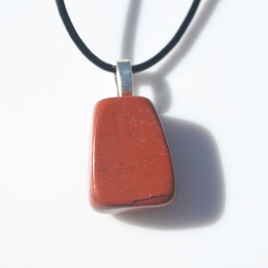 Red Jasper Stone Necklace on a Leather Cord image 2