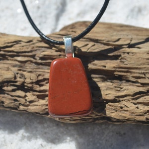 Red Jasper Stone Necklace on a Leather Cord image 5