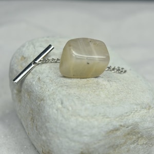Custom Ivory Moonstone Tie Tack Handmade - Quantity of 1