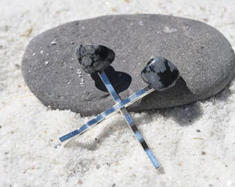 Snowflake Obsidian Hair Pins (quantity of 2)