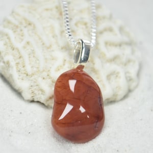 Tumbled Carnelian Stone Pendant and Necklace