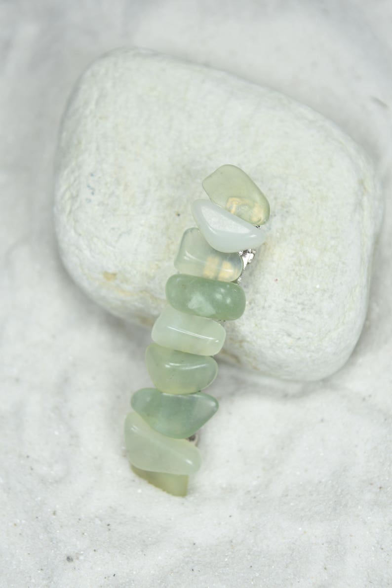 Green Jade Stone French Barrette Hair Clip 60 mm image 4