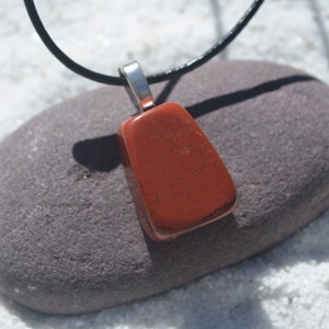 Red Jasper Stone Necklace on a Leather Cord image 4