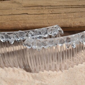 Clear Crystal Quartz Hair Combs (Quantity of 2)