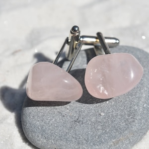 Custom Rose Quartz Stone Cufflinks