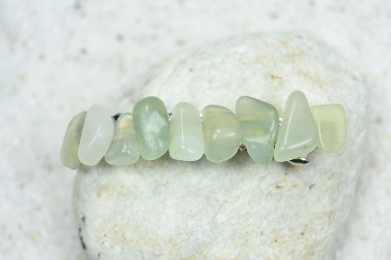 Green Jade Stone French Barrette Hair Clip 60 mm image 2