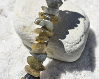 Labradorite Stone French Barrette Hair Clip 4" or 100 mm Length