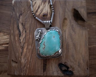 Stamped Turquoise Necklace Handmade- Arrow - 25 Inch