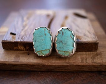 Stamped Turquoise Earrings Handmade