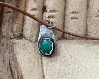 Stamped Turquoise Necklace Handmade - 16 Inch
