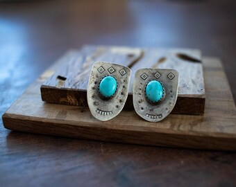 Stamped Turquoise Earrings Handmade