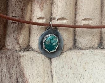 Stamped Turquoise Necklace Handmade - 16 inch