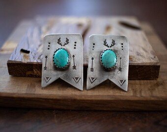 Stamped Turquoise Earrings Handmade