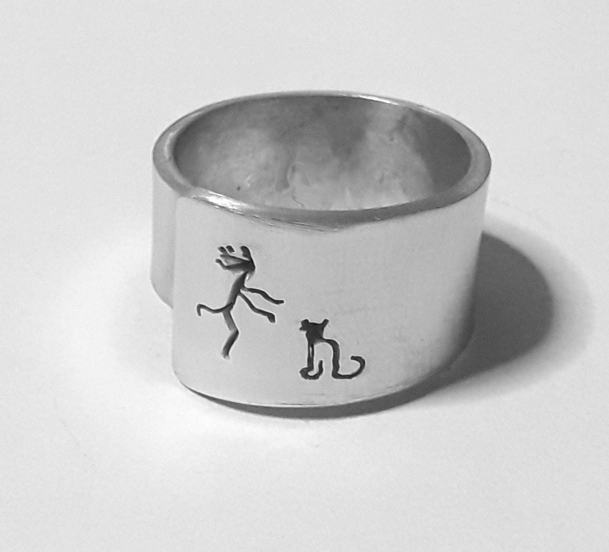 Anello A Fascia Aperta Teschio Punk - Regolabile Unisex In Argento Ossidato - 2