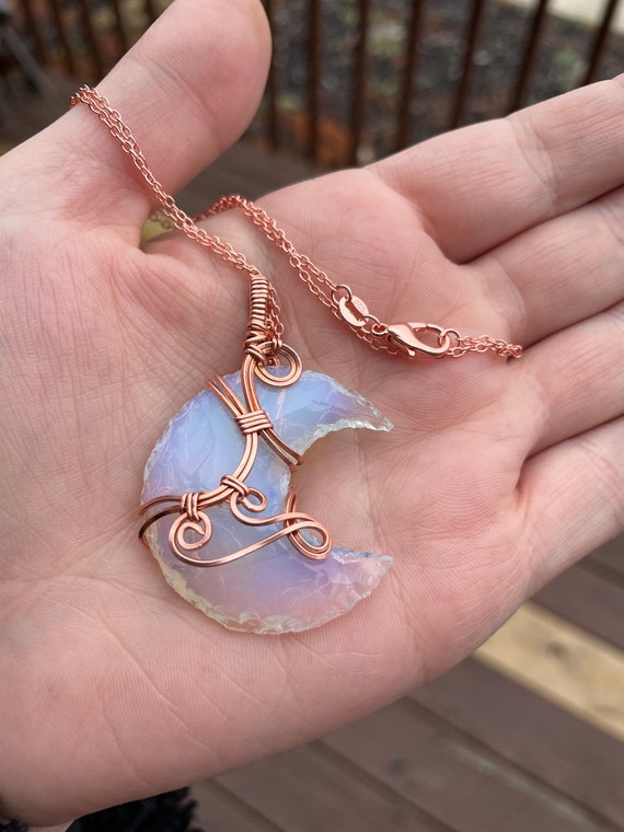 Crescent moon cheap crystal necklace