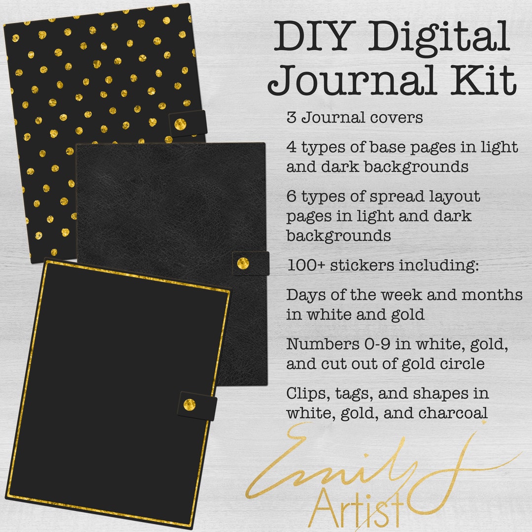 Charcoal and Gold Digital Planner DIY Kit Create Your Own Bullet ...