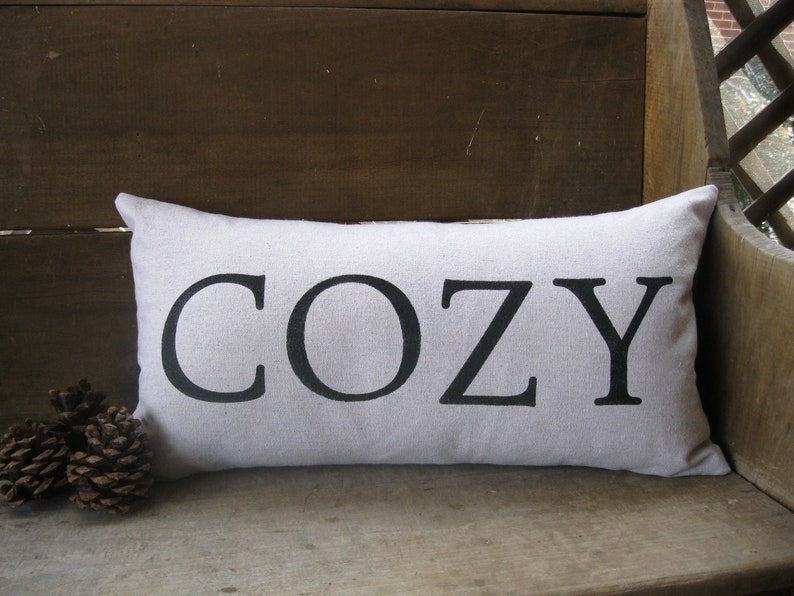 Rustic Gift Idea Lumbar Pillow Lettering Cottage Cozy Neutral Coastal Boho Cabin 12x22 inches Farmhouse