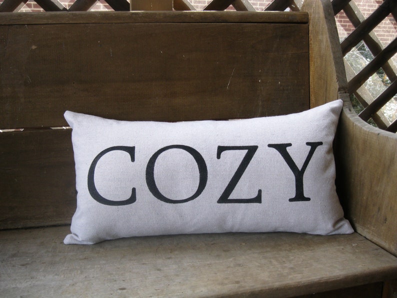 Rustic Gift Idea Lumbar Pillow Lettering Cottage Cozy Neutral Coastal Boho Cabin 12x22 inches Farmhouse