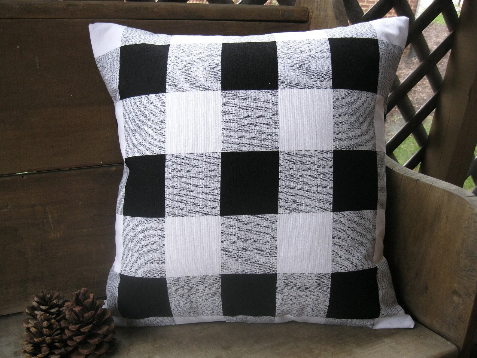 Throw Pillow Buffalo Plaid Black & White Check Neutral Etsy