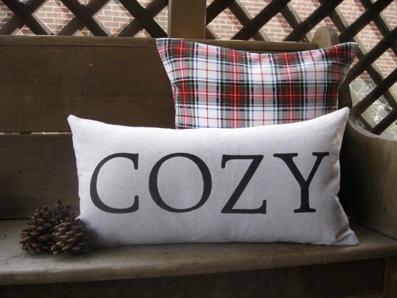 Rustic Gift Idea Lumbar Pillow Lettering Cottage Cozy Neutral Coastal Boho Cabin 12x22 inches Farmhouse