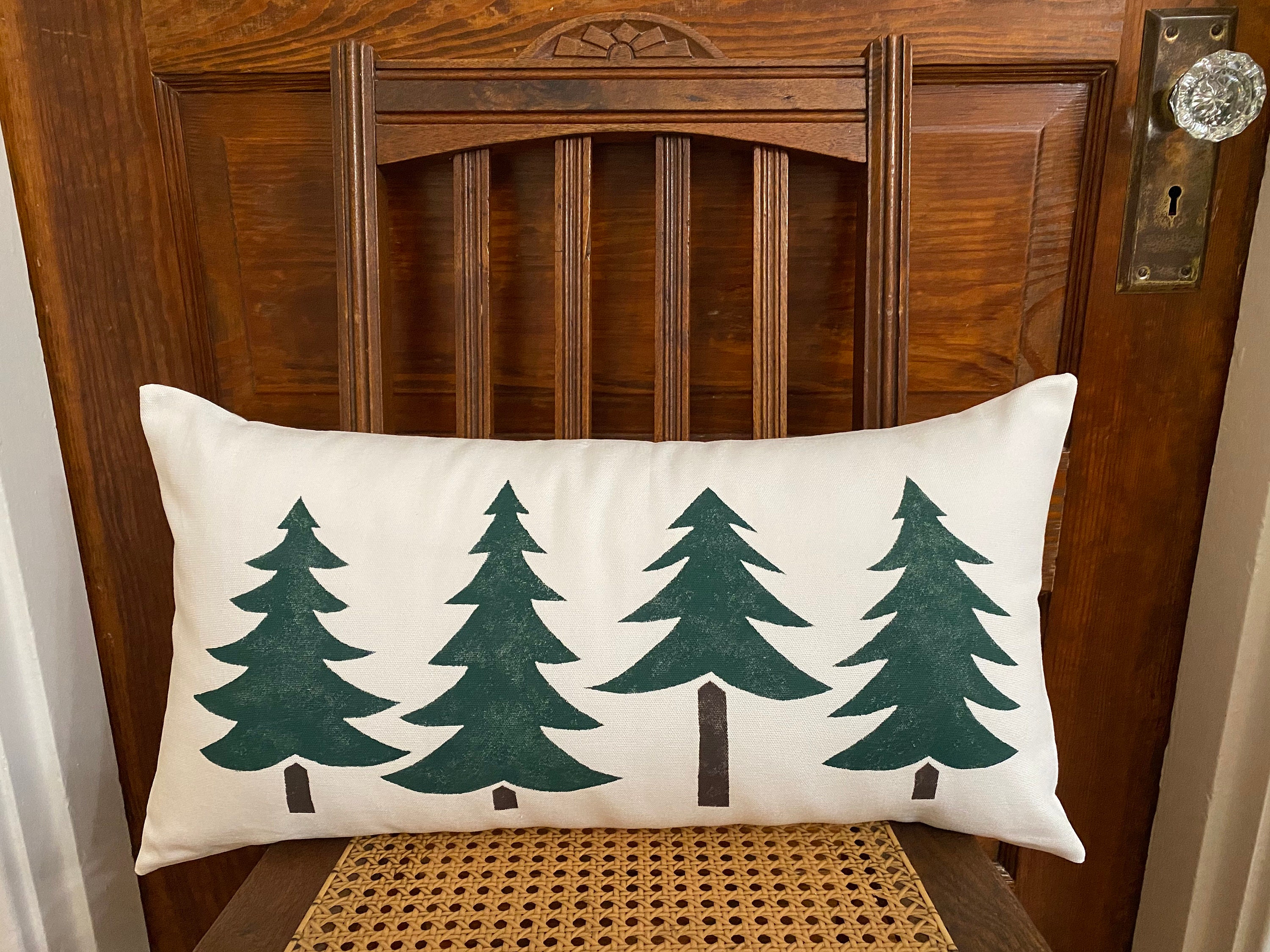 Lumbar Pillow White OR Cream Fabric Evergreen and Pine Etsy UK