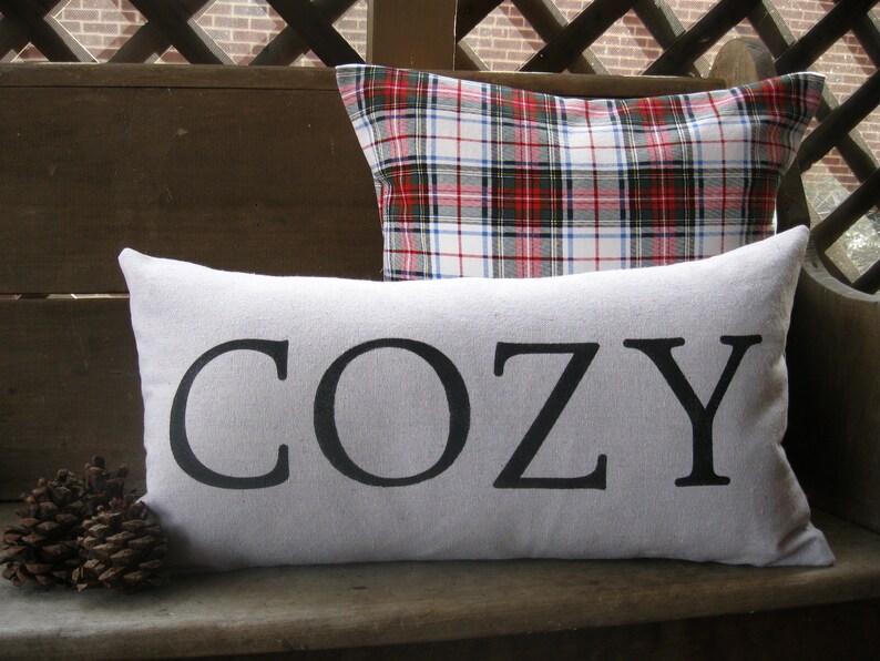 Rustic Gift Idea Lumbar Pillow Lettering Cottage Cozy Neutral Coastal Boho Cabin 12x22 inches Farmhouse