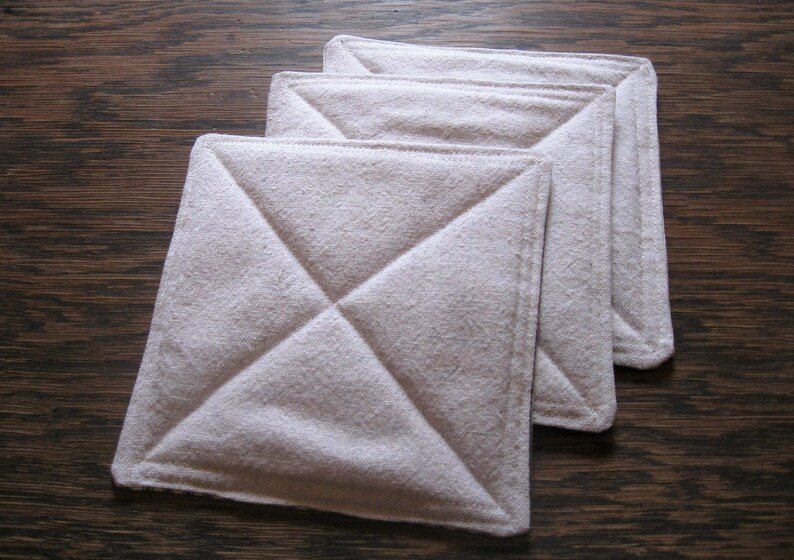 7 X 7 inches Cabin Cottage Ticking Hot Pads Coastal 3 Pack Red /& Off-White Striped Farmhouse Neutral Rustic Gift Kitchen
