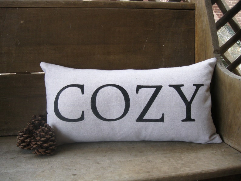 Rustic Gift Idea Lumbar Pillow Lettering Cottage Cozy Neutral Coastal Boho Cabin 12x22 inches Farmhouse