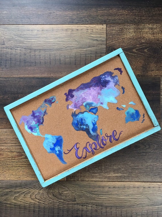 Explore World Map Corkboard Etsy