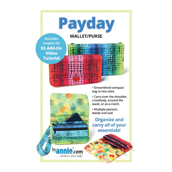 Payday by Annie | Sewing Pattern | Make Your Own | Essentials Wallet / Purse