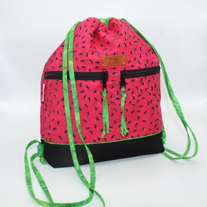 Drawstring Backpack | Small/Medium | Slouchy | Simple | Basic | Watermelon Seed