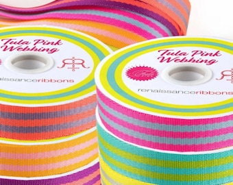 Tula Pink | Renaissance Bänder | 25 mm Streifen Nylonband - Gurtband | Wird als Meterware verkauft Auf Länge geschnitten