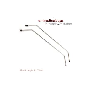 May include: Two silver internal wire frames for bags, each with black plastic tips. The frames are 11 inches (28 cm) long.