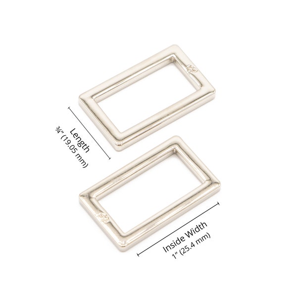 1" Rectangle Rings by Annie | Flat | Set of 2 | Nickel