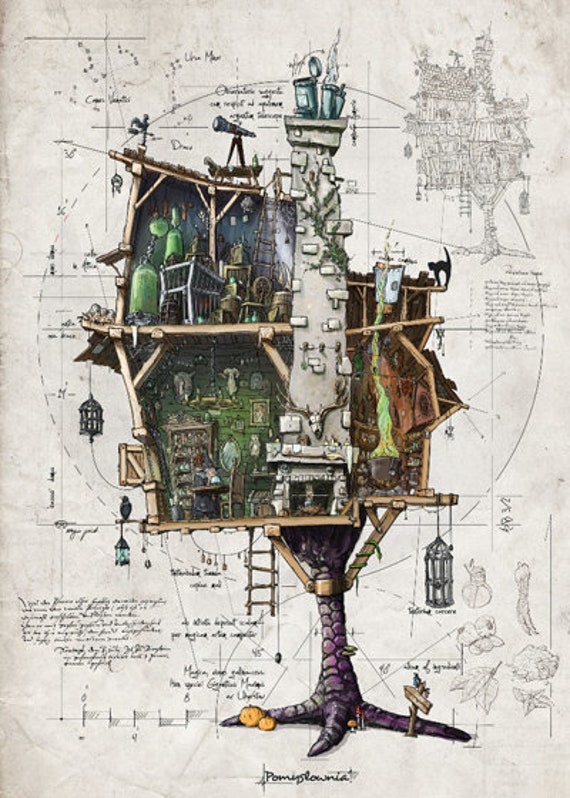 Baba Yaga Baba Yagas Huhnerbein Hutte Plakat Grosse 50x70cm Etsy