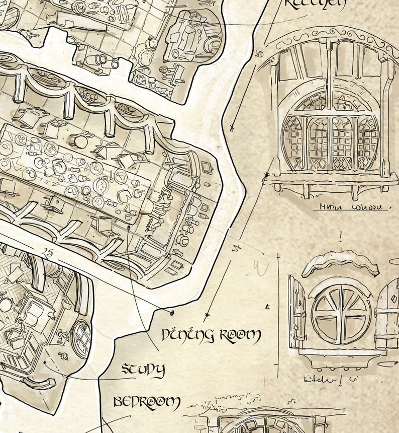 BAG END, the Hobbit House Poster. Large 50x70cm 19,75 X 27,5 Inch. Art