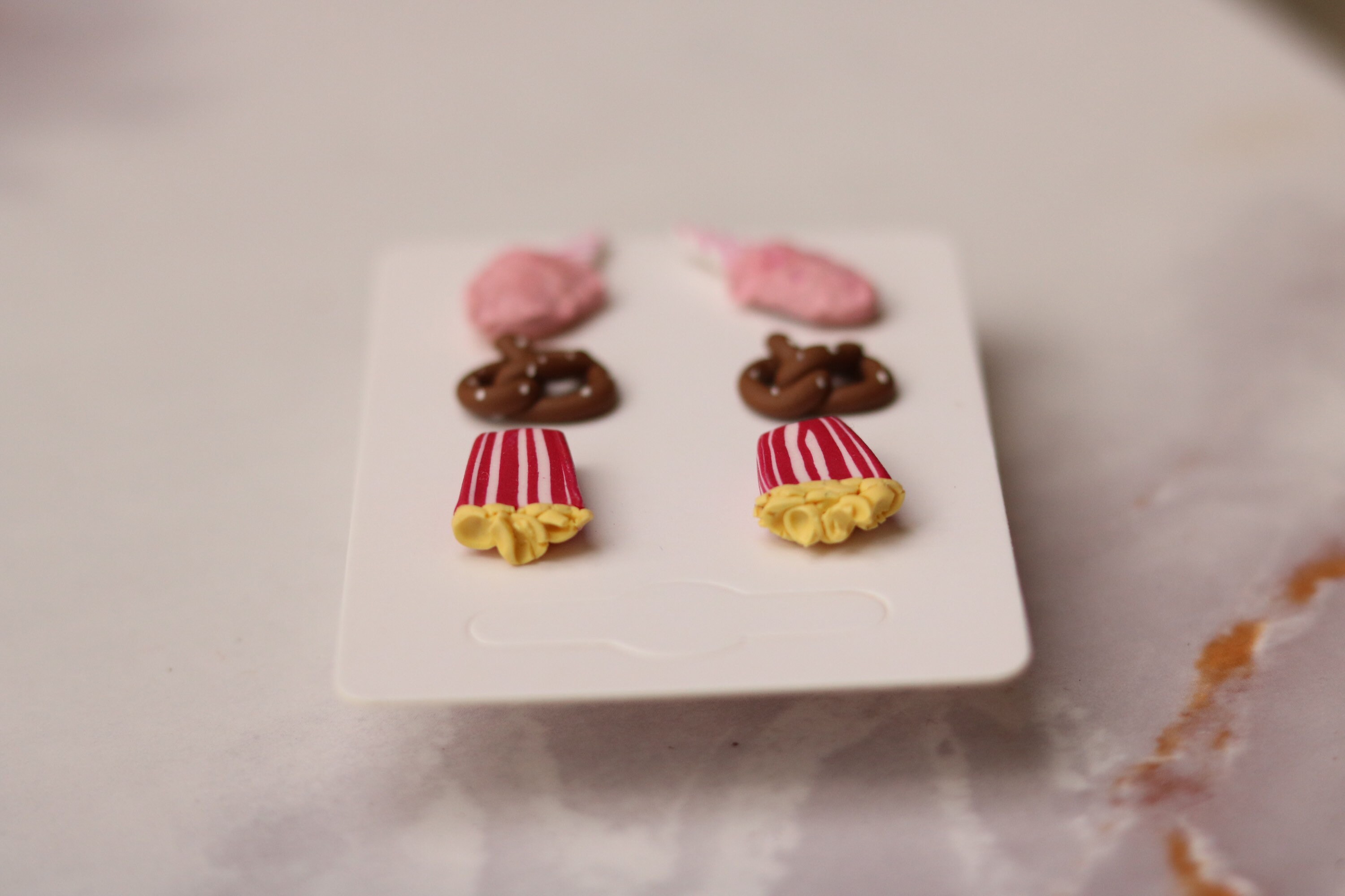 Food earrings Fair foods earring set pretzel earringscotton Etsy