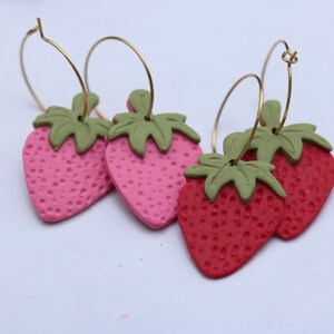 Strawberry dangle hoop earrings