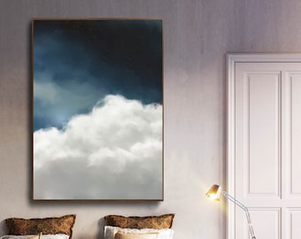 Cloud Painting, Extra Large Wall Art, Abstract Art, Large Blue and White Cloudscape Art by CORINNE MELANIE ART - 'Cumulus V (A)'