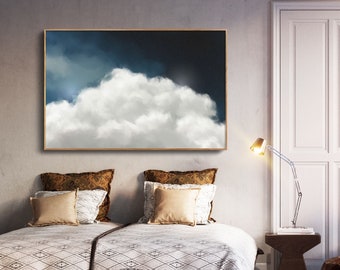 Modern wall art | Abstract wall art | Living room art | Cloud Art | Cloud Painting | Blue wall art | Minimalist print | Canvas - 'Cumulus V'