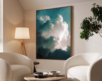 Cloud Painting | Canvas Fine Art Print | 'Aurae III' | Large Emerald Green Artwork, Abstract Art , Extra Large - 'Aurae III'