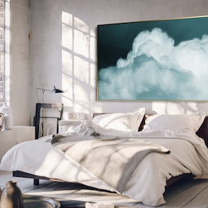 Extra Large Wall Art | Modern Abstract wall art | Living room | Cloud Art Painting | Blue wall art | Minimalist print on Canvas - 'Grandis'